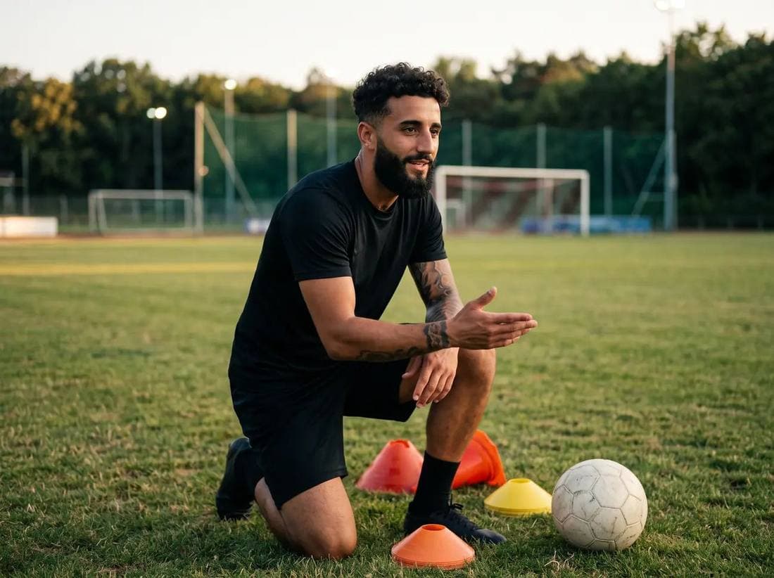 KI-generiertes Bild: Florijon Belegu beim Coaching